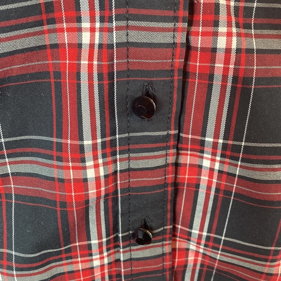Talbots black & red plaid ruffle shirt - Picture 3 of 8